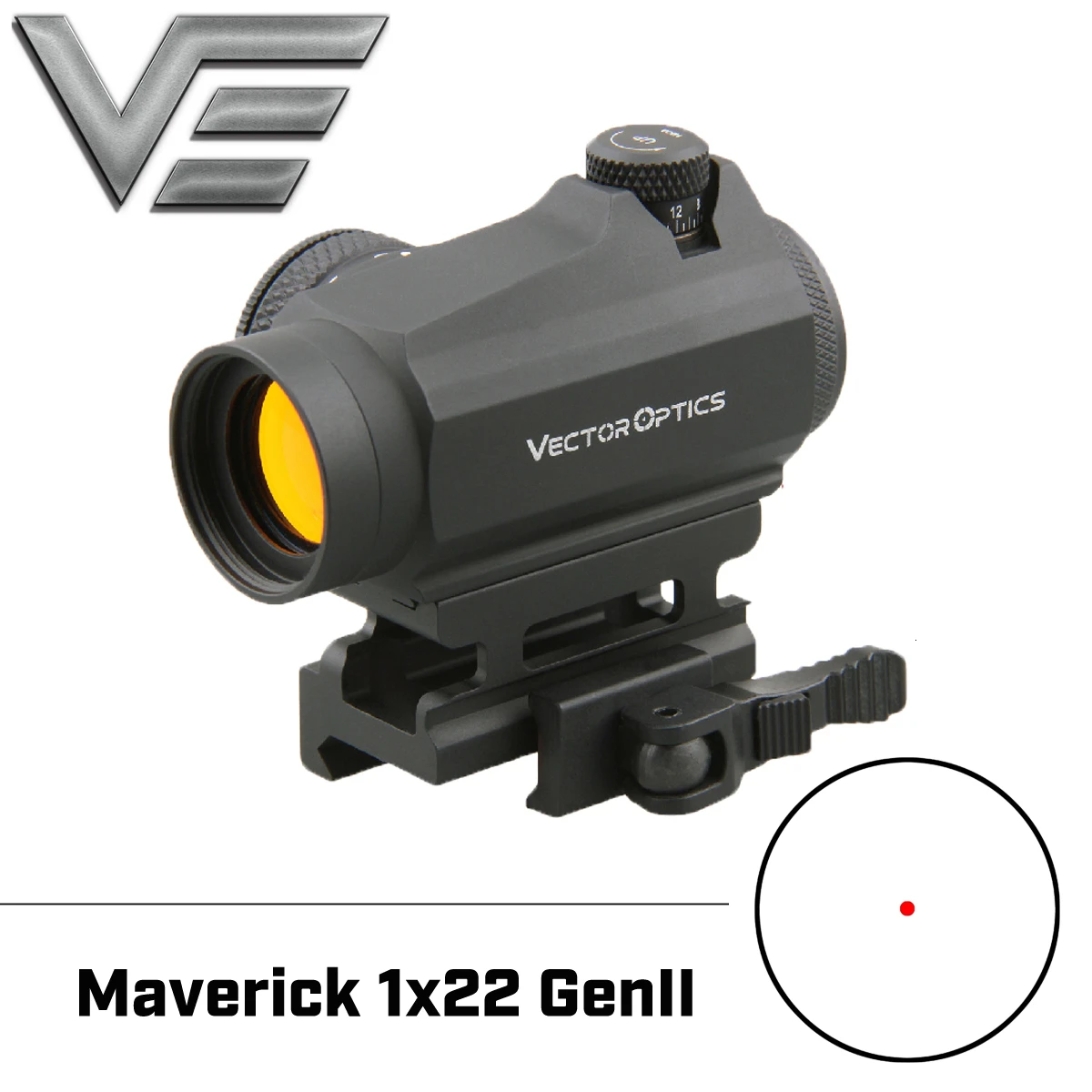Vector Optics Maverick 1x22 GenII Red Dot Sight Tactical 3 MOA 11 Levels Red Compact with QD Picatinny Mount for Target shooting
Vector Optics Maverick 1x22 GenII Red Dot Sight Tactical 3 MOA 11 Levels Red Compact with QD Picatinny Mount for Target shooting