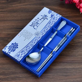 Tableware Blue and White Porcelain Tableware Small Gifts Set of Three Stainless Steel Chopsticks Spoon Set Gift Box BB50CJ
Tableware Blue and White Porcelain Tableware Small Gifts Set of Three Stainless Steel Chopsticks Spoon Set Gift Box BB50CJ