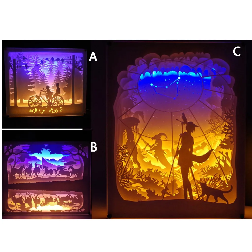 Light Shadow 3D Paper Carved Lights DIY Creative Remote Control Small Night Lamp Room or Table Light Christmas Decor Lamp Gifts
Light Shadow 3D Paper Carved Lights DIY Creative Remote Control Small Night Lamp Room or Table Light Christmas Decor Lamp Gifts