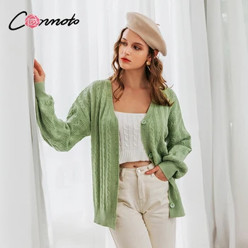 Conmoto Casual v-neck knitted women cardigan Long sleeve single-breasted sweater cardigan Green autumn ladies sweaters tops
Conmoto Casual v-neck knitted women cardigan Long sleeve single-breasted sweater cardigan Green autumn ladies sweaters tops