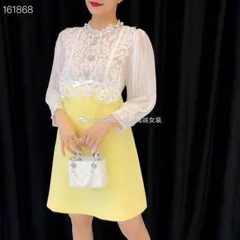 2020 New Arrival Autumn Runway Dress Long Lantern Sleeves Pearl Diamonds Embroidery Lace Empire Patchwork Sexy Mini Top Fashion
2020 New Arrival Autumn Runway Dress Long Lantern Sleeves Pearl Diamonds Embroidery Lace Empire Patchwork Sexy Mini Top Fashion