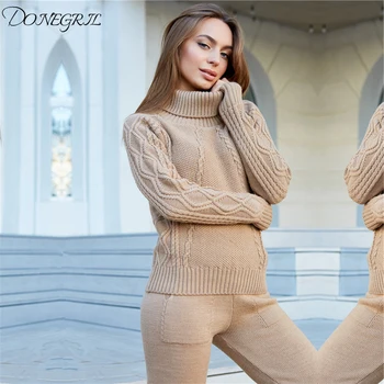 2019 Winter Woolen Cashmere Knitted Warm Suit Turtleneck Sweater Cashmere Pants Two-piece Set Knit Loose Tracksuit 
2019 Winter Woolen Cashmere Knitted Warm Suit Turtleneck Sweater Cashmere Pants Two-piece Set Knit Loose Tracksuit