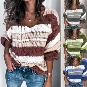 Casual Women Autumn Long Sleeve V Neck Color Block Hollowed Out Knitted Sweater
Casual Women Autumn Long Sleeve V Neck Color Block Hollowed Out Knitted Sweater