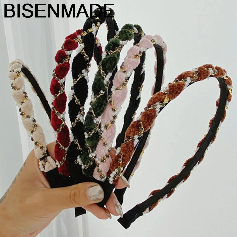 BISENMADE Pearl Diamond Weave Headbands Simple Hari Hoop Non-slip Cross Chain Girl Hairbands Women For Hair Accessories Headwear
BISENMADE Pearl Diamond Weave Headbands Simple Hari Hoop Non-slip Cross Chain Girl Hairbands Women For Hair Accessories Headwear