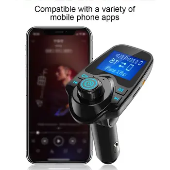 

T11 U Disk TF Card MP3 Bluetooth Player Hans-free FM Transmitter Car Charger large-screen lighting ambient music playing supply