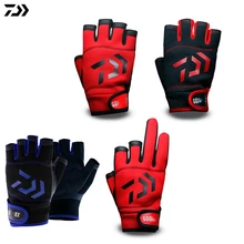 Daiwa Dawa 3 lub 5 cięcia palca skórzane rękawice wędkarskie najwyższej jakości antypoślizgowe rękawice wędkarskie/sportów na świeżym powietrzu antypoślizgowe odporne rękawice(China)