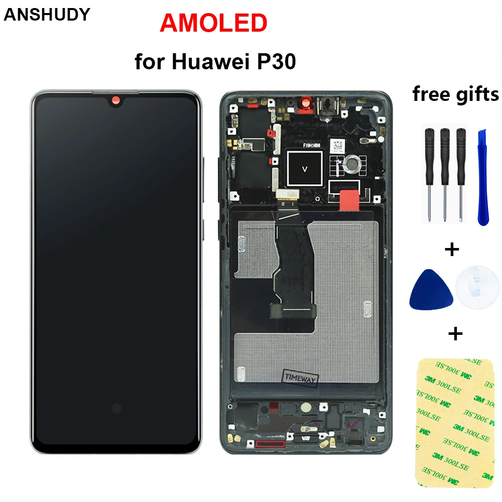 AMOLED for Huawei P30 LCD Touch Screen Digitizer Assembly ELE-L29 ELE-L09 ELE-AL00 ELE-L04 Display with frame Replacement Parts
AMOLED for Huawei P30 LCD Touch Screen Digitizer Assembly ELE-L29 ELE-L09 ELE-AL00 ELE-L04 Display with frame Replacement Parts