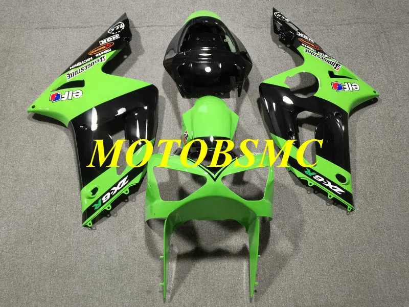 Набор обтекателей литьевой формы для KAWASAKI Ninja ZX6R 636 03 04 ZX 6R 2003 2004 ABS зеленый черный