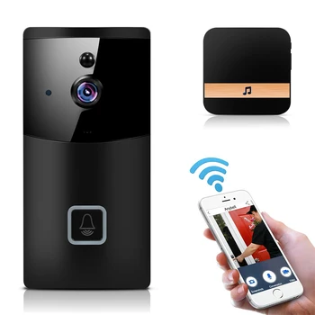 Smart Home WiFi Doorbell 720P HD Security Camera Two-Way Audio Motion Detection Night Vision Wireless Doorbell with Black Chime
Smart Home WiFi Doorbell 720P HD Security Camera Two-Way Audio Motion Detection Night Vision Wireless Doorbell with Black Chime