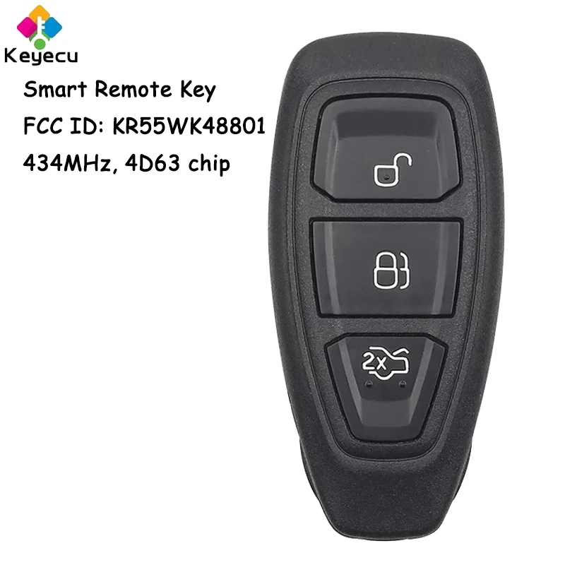 

KEYECU Smart Remote Key With 3 Buttons 434/433MHz ID83 4D63 Chip for Ford Focus C-Max Mondeo Kuga Fiesta B-Max Fob KR55WK48801