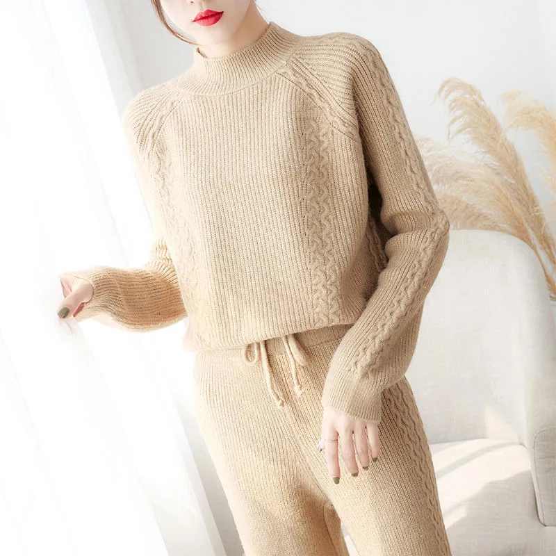 High Quality Autumn Winter Sweatsuits For Women 2 Piece Set Female Thick Warm Loose Pullover Sweater + Wide Leg Pants Suits Sets
High Quality Autumn Winter Sweatsuits For Women 2 Piece Set Female Thick Warm Loose Pullover Sweater + Wide Leg Pants Suits Sets