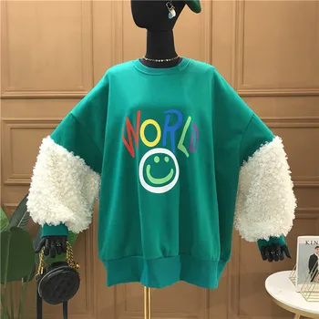 Color Block Lambswool Patchwork Long Sleeve Pullovers Female Tops All-match Printing Loose Students Sweatshirts Spring Autumn
Color Block Lambswool Patchwork Long Sleeve Pullovers Female Tops All-match Printing Loose Students Sweatshirts Spring Autumn
