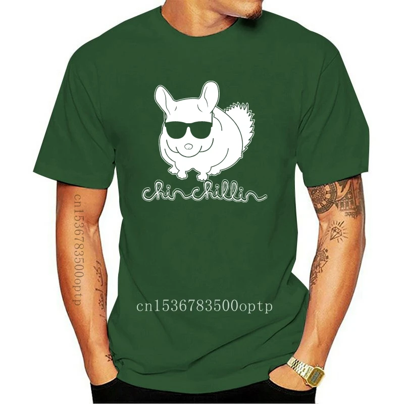 Фото Новинка 016693 забавная Мужская футболка Chinchillin Chinchilla Glasses Chill | одежда