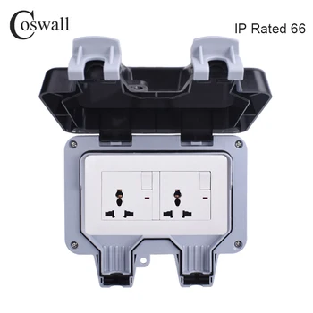 Coswall IP66 Weatherproof Waterproof Outdoor Wall Power Socket 13A Double UK Standard Universal 3 Pin Outlet Switched
Coswall IP66 Weatherproof Waterproof Outdoor Wall Power Socket 13A Double UK Standard Universal 3 Pin Outlet Switched