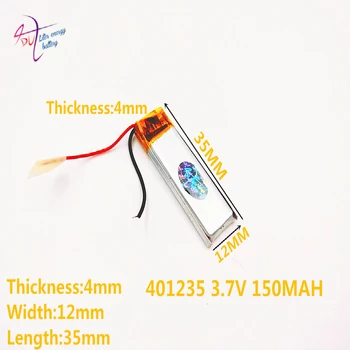 3.7V 150mAh 401235 Lithium Polymer Li-Po li ion Rechargeable Battery cells For Mp3 MP4 MP5 GPS mobile bluetooth
3.7V 150mAh 401235 Lithium Polymer Li-Po li ion Rechargeable Battery cells For Mp3 MP4 MP5 GPS mobile bluetooth