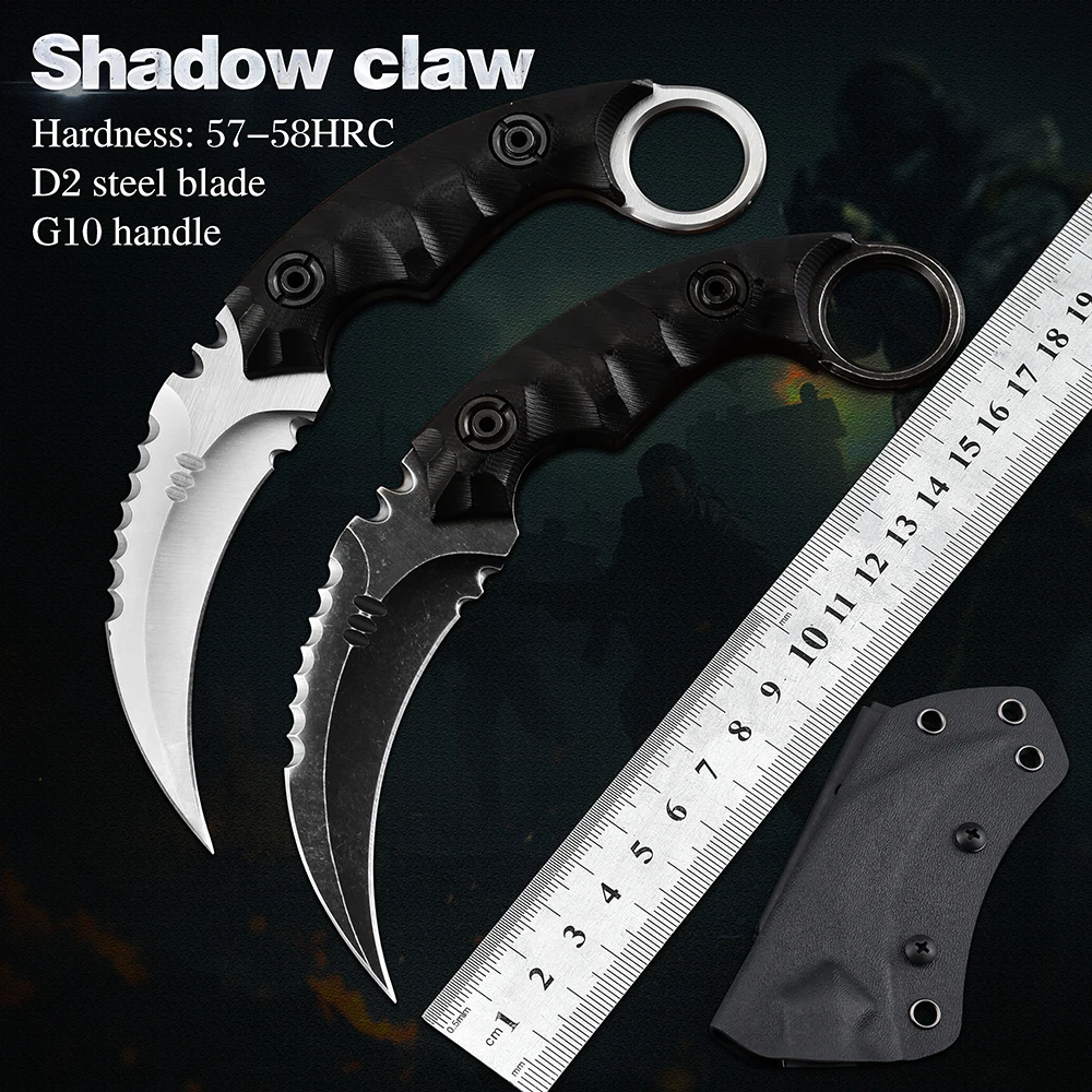 

Claw karambit knife CSGO tactical knive D2 fixed blade EDC tools for outdoor camping hunting knifes survival G10 handle knives