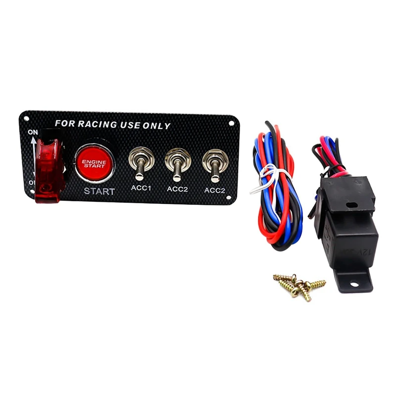 New12V панель зажигания из углеродного волокна кнопка запуска двигателя