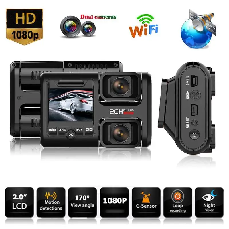 2.0 Inch 1080P FHD WiFi GPS Dual Lens Parking Monitor Concealed Car DVR Camera Seamless Video Moving Detection Collision Protect
2.0 Inch 1080P FHD WiFi GPS Dual Lens Parking Monitor Concealed Car DVR Camera Seamless Video Moving Detection Collision Protect