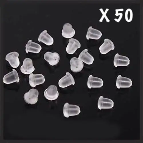 100 bell shaped silicone earring back stoppers earnut rubber back( 50 pairs)
100 bell shaped silicone earring back stoppers earnut rubber back( 50 pairs)