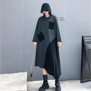 2020 Spring Autumn Women's New Style Round Neck Long Sleeve Dress Casual Loose Pocket Split Asymmetrical Big Size Midi Dress
2020 Spring Autumn Women's New Style Round Neck Long Sleeve Dress Casual Loose Pocket Split Asymmetrical Big Size Midi Dress