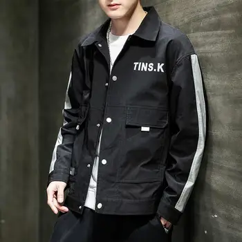 New men's jacket fashion trend men's solid color printing handsome shirt casual jacket loose large size men's tooling jacket 
New men's jacket fashion trend men's solid color printing handsome shirt casual jacket loose large size men's tooling jacket