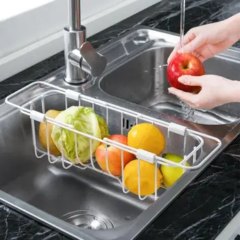 Kitchen Retractable Adjustable Iron Sink Strainer Drain Vegetable Fruit Drainer Basket Sponge Holder Storage Sink Filter Shelf 
Kitchen Retractable Adjustable Iron Sink Strainer Drain Vegetable Fruit Drainer Basket Sponge Holder Storage Sink Filter Shelf