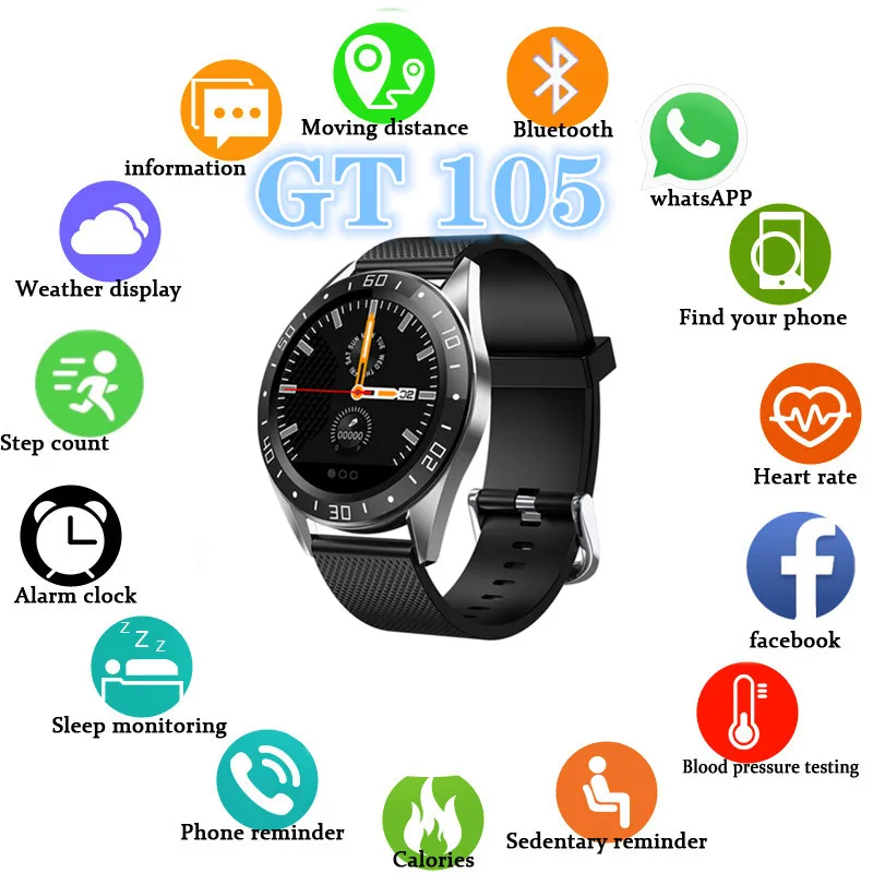GT105 Smart Watch Men's and Women's Waterproof Health Monitor and Multi-Sport Mode and Sleep Tracker Wrisatband Fitness Tracker
GT105 Smart Watch Men's and Women's Waterproof Health Monitor and Multi-Sport Mode and Sleep Tracker Wrisatband Fitness Tracker