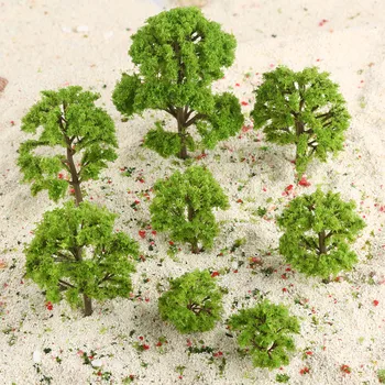 

20Pcs 5-11cm Landscape Scenery Model Green Banyan Trees Railroad Train Layout Diorama 1:100 :150/200/300 Scale Artificial Plants