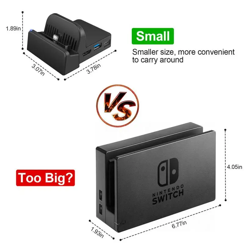 Portable Dock For Nintendo Switch Docking Station Cooling For Nintendo Switch NS HDMI Adapter 4K TV Charger Charging Stand Dock
Portable Dock For Nintendo Switch Docking Station Cooling For Nintendo Switch NS HDMI Adapter 4K TV Charger Charging Stand Dock