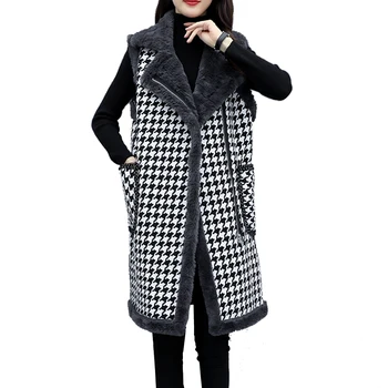Autumn Winter new Plaid Long Wool Vest Women Plus velvet Thick waistcoat Plus size Sleeveless Jacket Fashion Vest Women Coat 5XL 
Autumn Winter new Plaid Long Wool Vest Women Plus velvet Thick waistcoat Plus size Sleeveless Jacket Fashion Vest Women Coat 5XL