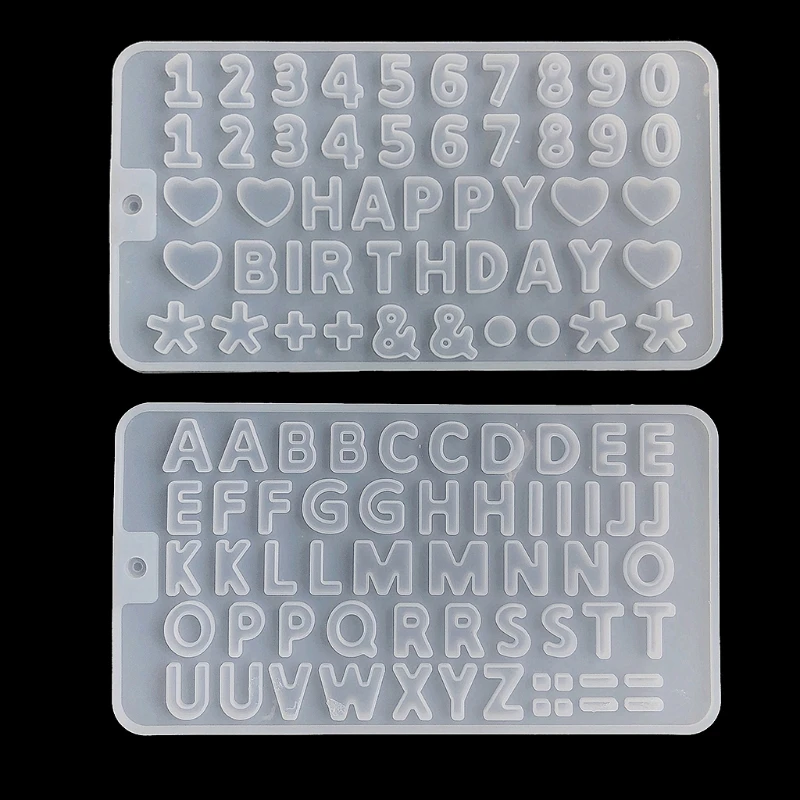 

2 Pcs Alphabet Crystal Epoxy Resin Mold English Letters Number Pendant Keychain Casting Silicone Mould DIY Crafts Making Tools