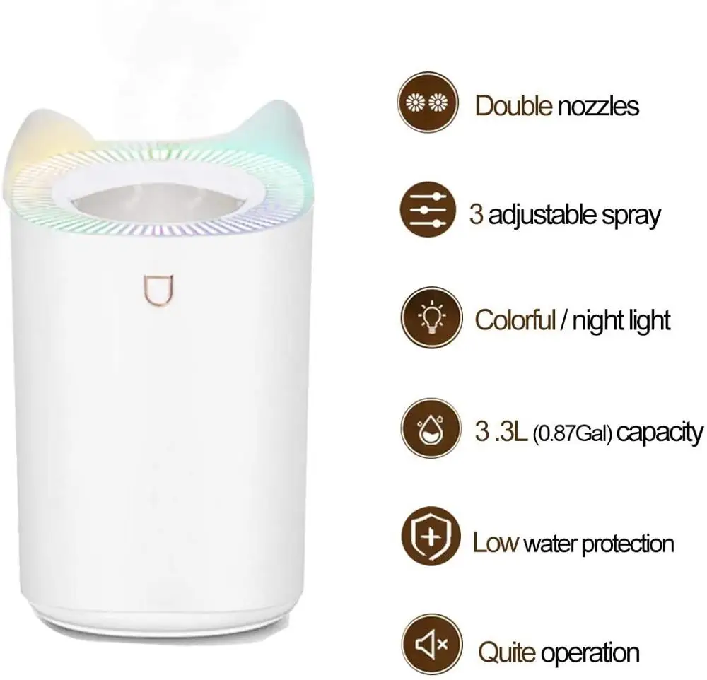 Portable Desk Humidifier,3L Cool Mist Humidifier Small Humidifiers for Home Bedroom Office Travel, Double-Head Spray, Colorful
Portable Desk Humidifier,3L Cool Mist Humidifier Small Humidifiers for Home Bedroom Office Travel, Double-Head Spray, Colorful