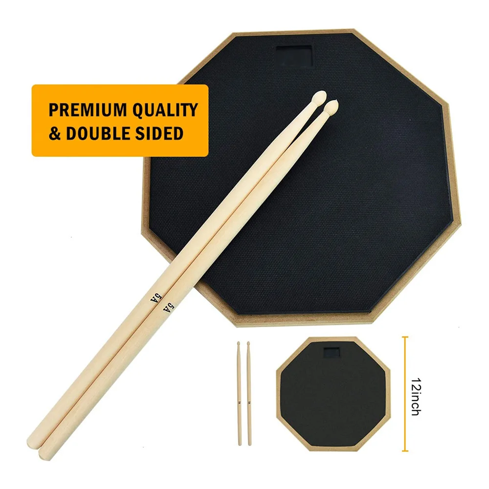 12 Inch Drum Practice Pad Soft Rubber Mute Snare Drum Pad Silent Drum Practice Training Mat Dram Pads With 1 Pair 5A Drum Sticks 
12 Inch Drum Practice Pad Soft Rubber Mute Snare Drum Pad Silent Drum Practice Training Mat Dram Pads With 1 Pair 5A Drum Sticks