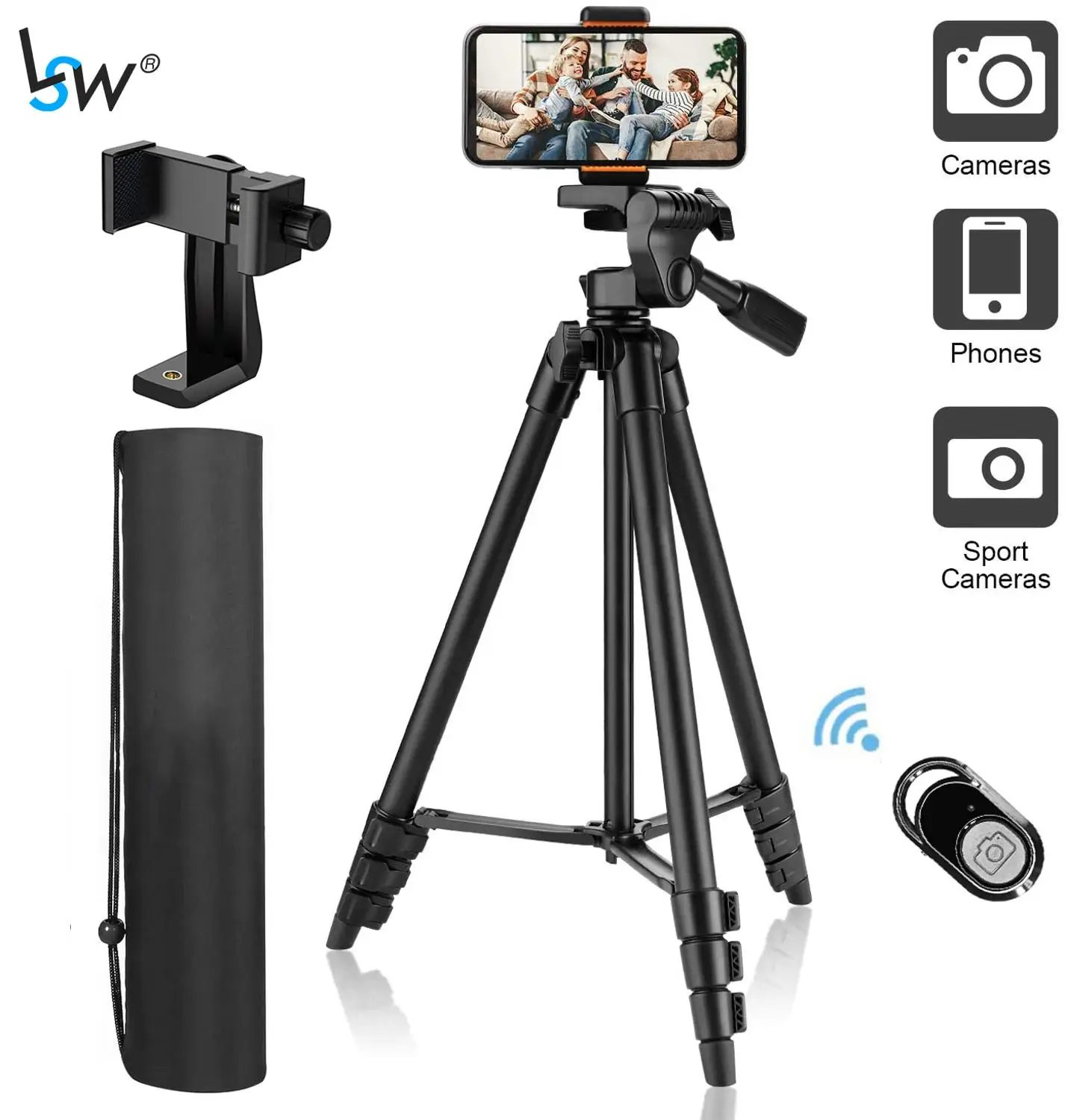 Lightweight Tripod 55-Inch with Phone Holder & Remote Control ,Tripod for Phone/Camera/Traveling, Maximum Load Capacity 6.6 LB
Lightweight Tripod 55-Inch with Phone Holder & Remote Control ,Tripod for Phone/Camera/Traveling, Maximum Load Capacity 6.6 LB
