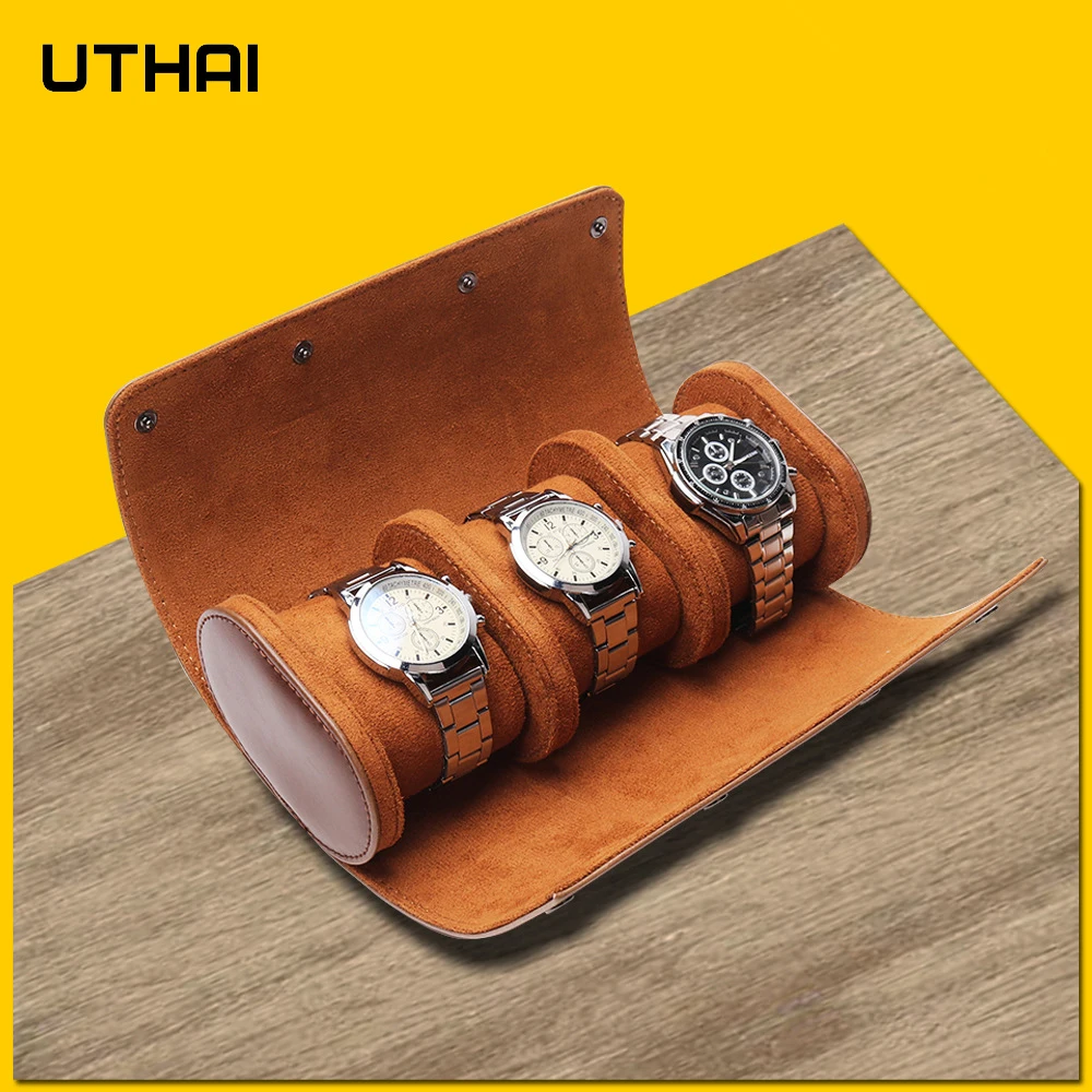 Мужские и женские многофункциональные наручные часы UTHAI U06 с 3 ячейками кожаная