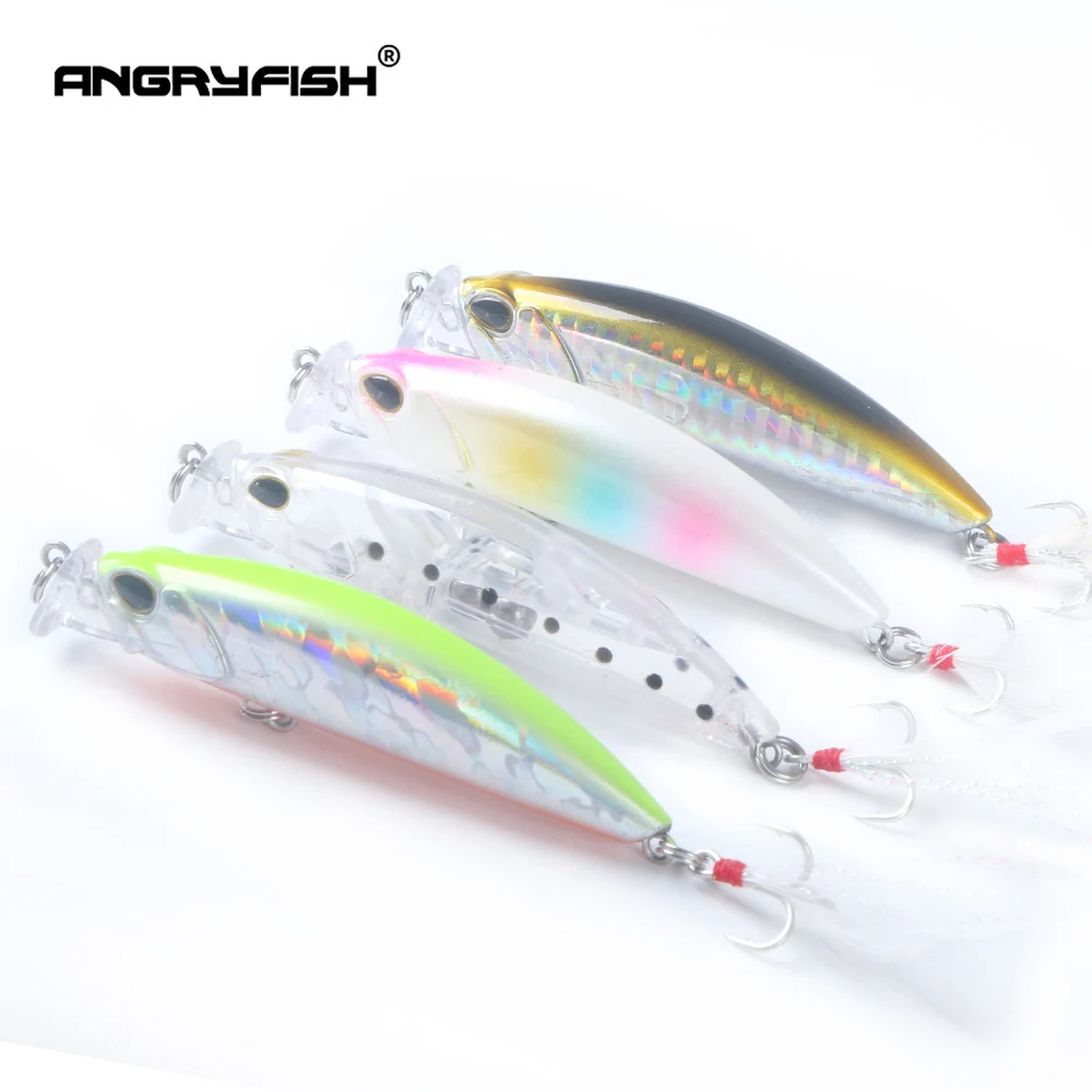 

Angryfish Jerkbait Minnow 80mm/10g Hard Plastic Bait Artificial Lures Bass Pike ABS Wobbler for Fish Hooks Crankbait 3D Eyes