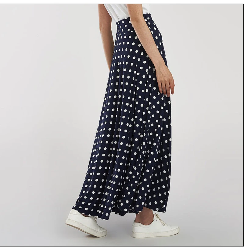 S. טעם נשים Vintage מקסי ארוך חצאיות אלגנטי גבוהה מותן דוט מודפס Midi חצאיות קיץ אופנה Boho נשים חצאיות S. טעם נשים Vintage מקסי ארוך חצאיות אלגנטי גבוהה מותן דוט מודפס Midi חצאיות קיץ אופנה Boho נשים חצאיות