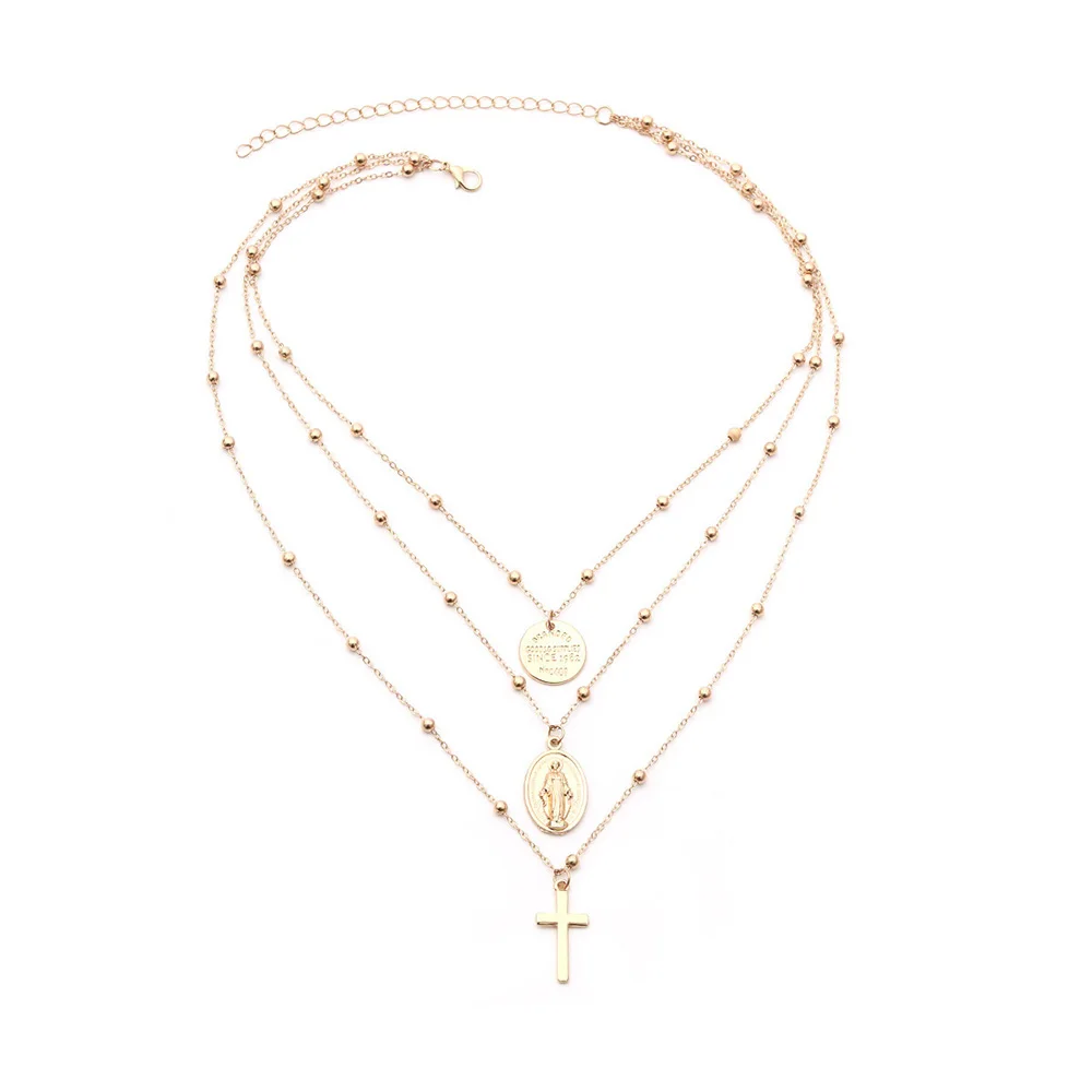 

Многослойное ожерелье в стиле бохо с подвеской в виде золотой монеты ожерелья чокер с Блестками Короткая Цепочка с кристаллами ювелирные изделия для женщин и девочек