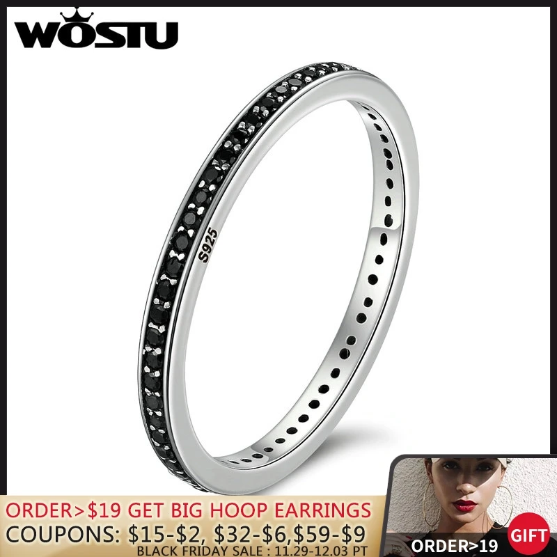 WOSTU Authentic 925 Sterling Silver Finger Stackable Rings With Black CZ For Women Fashion Jewelry Fine Gift CQR114
WOSTU Authentic 925 Sterling Silver Finger Stackable Rings With Black CZ For Women Fashion Jewelry Fine Gift CQR114