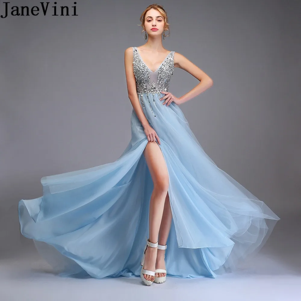 JaneVini блестящее Кристальное длинное белое платье для подружки невесты