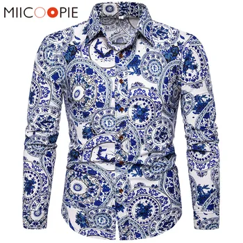 New Linen Mens Shirts Chinese Style Blue And White Porcelain Printed Long Sleeve Floral Shirt Camisa Social Chemise Homme 5XL
New Linen Mens Shirts Chinese Style Blue And White Porcelain Printed Long Sleeve Floral Shirt Camisa Social Chemise Homme 5XL