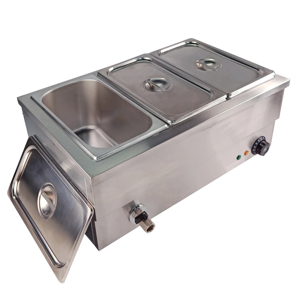 Bain Marie Commercial Grade Stainless Steel Buffet Food Warmer Steam Table With 3 Tanks for Catering and Restaurants
Bain Marie Commercial Grade Stainless Steel Buffet Food Warmer Steam Table With 3 Tanks for Catering and Restaurants