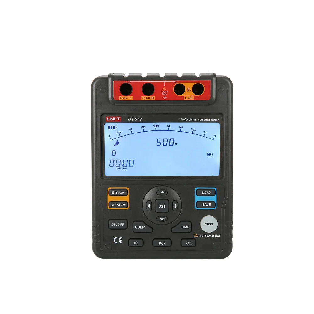 UNI-T UT512 Digital Insulation Resistance Tester Voltmeter Megohmmeter PI/DAR Data Storage USB interface LCD Backlight
UNI-T UT512 Digital Insulation Resistance Tester Voltmeter Megohmmeter PI/DAR Data Storage USB interface LCD Backlight