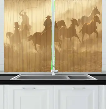 Western Kitchen Curtains Galloping Running Horses in Desert 2 Cowboys Roping Dusty Wild Rural Countryside Window Curtain
Western Kitchen Curtains Galloping Running Horses in Desert 2 Cowboys Roping Dusty Wild Rural Countryside Window Curtain