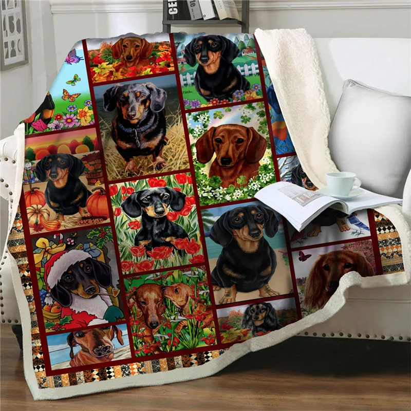 

3D pet dog Blankets Cartoon Sherpa Blanket Thick throw Velvet Warm Soft Flannel Office Nap Blanket home Sofa Bedding quilt cover