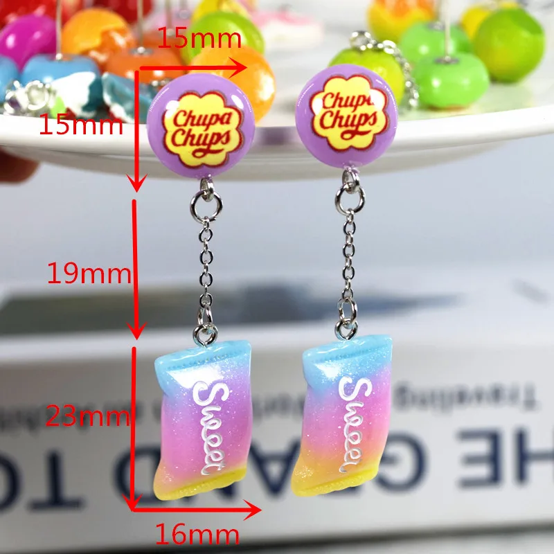 1Pair Stud Earring Multicolours Resin Candy Charms With Sweet Fruit Fashion Jewelry Gift 1Pair Stud Earring Multicolours Resin Candy Charms With Sweet Fruit Fashion Jewelry Gift