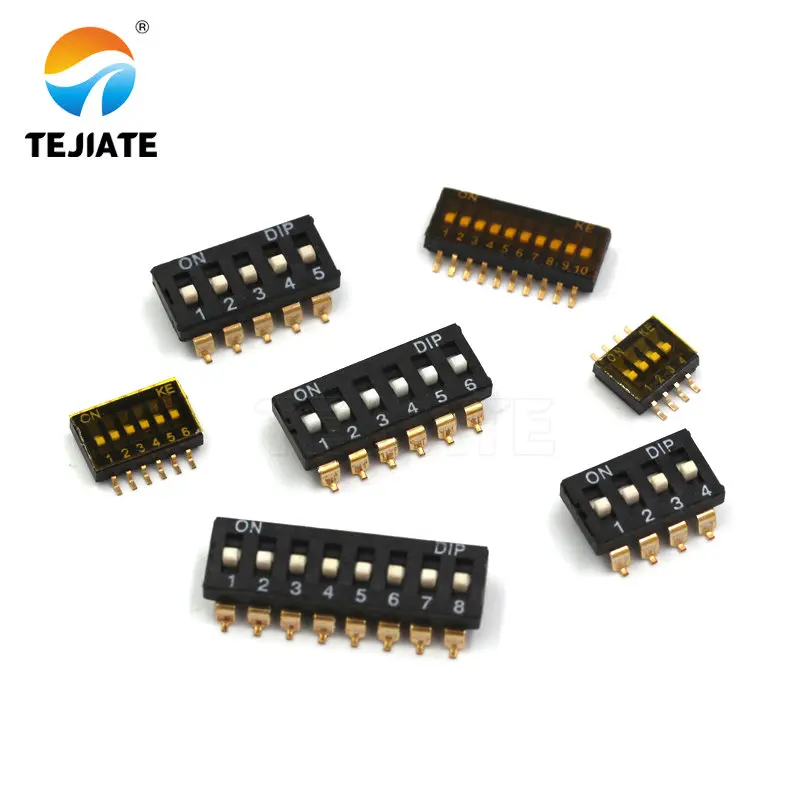 5PCS Toggle Switch Patch Flat Pulling DIP Snap Switches 2.54MM 1/2/3/4/5/6/8/10P Black Dial Address | Электронные компоненты и
