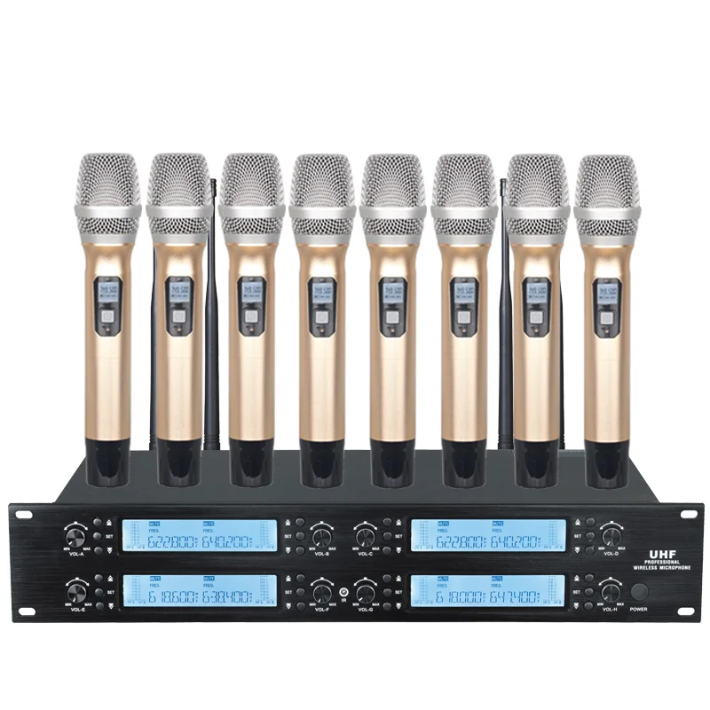 Professional wireless microphone UHF 8-channel adjustable frequency dynamic screen display KTV conference vocal microphone
Professional wireless microphone UHF 8-channel adjustable frequency dynamic screen display KTV conference vocal microphone