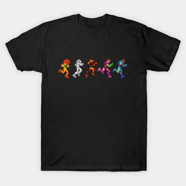 Мужская футболка Evolution of Samus Metroid Pixel Art от threadbaregaming для женщин и мужчин|Футболки| |