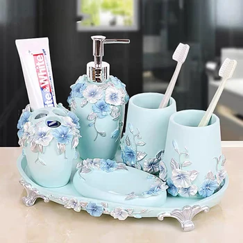 Luxury Resin Pink Blue Bathroom Set With Storage Box 5pcs Household European Toothbrush Soap Holder Tissue Box Storage Box
Luxury Resin Pink Blue Bathroom Set With Storage Box 5pcs Household European Toothbrush Soap Holder Tissue Box Storage Box